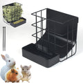 Rabbit Hay Feeder Guinea Pig Hay Feeder with Hook Heavy-Duty Metal Frame Upgrades Hay Rack，Reduce Waste Hay Holder,for Bunny,Rabbit,Chinchilla,Guinea Pig Cage Accessories-6.8x6.7x6.6inch（Black）