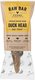 Vital Essentials Freeze-Dried Raw Duck Head Dog Treat & Long-Lasting Natural Chew, 1-Pack | Single Ingredient Dog Treat for Aggressive Chewers | Made in USA