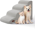 4-Step Dog Stairs and Ramp for Beds or Couches,Non-Slip Sturdy Pet Steps for Small Dogs and Cats,17.4" H,Light Grey