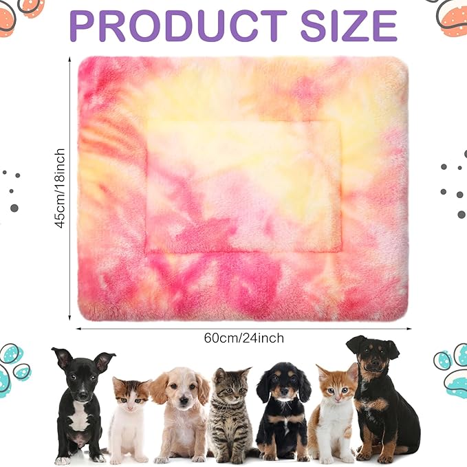 Haull 4 Pcs Waterproof Guinea Pig Bedding Guinea Pig Bed Plush Cage Liners Soft Rabbit Dog Crate Pad Cat Mat Reversible Cozy Animal Pee Pad Hamster Bunny Mat Accessory(Tie Dyed,18 x 24 Inch)