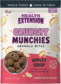 Health Extension Crunchy Munchies Granola Bites Appley Crisp Flavor, Natural Limited Ingredient Dog Treats with Rolled Oats & Coconut Oil, Made in The USA (5oz Bag)