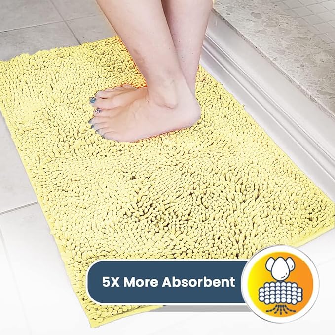 Muddy Mat® | Super Absorbent Door Mat Indoor, Microfiber Quick Dry Chenille Entryway Rug, Non-Slip Front Door Mat, Indoor Mats for Entryway, Machine Washable Pet Rug, Yellow 35"x60"