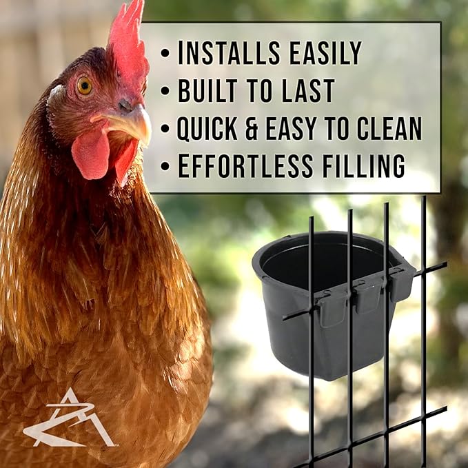 The ROP Shop 8oz Black Cage Cup for Feed & Water for Poultry Ducks, Birds, Hamsters