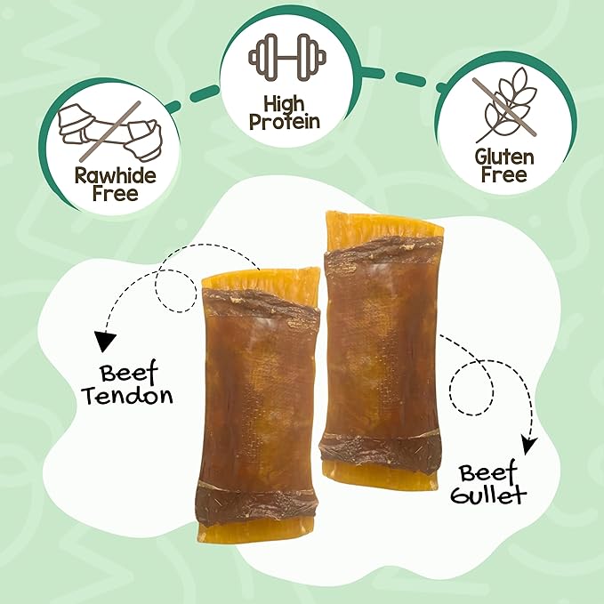 Nature Gnaws Beef Tendon Wraps for Dogs (5 Count) - Long Lasting for Aggressive Chewers - Natural Beef Dog Chew Bones - Rawhide Free