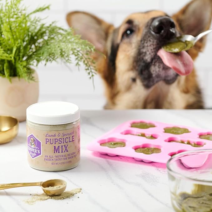 Cooper's Treats Pupsicle Mix - Dog Ice Cream Mix - Make Your Own Frozen Dog Treats - 14oz Lamb and Spinach - Pupsicle Refills, Pup Ice Cream, Pupicle