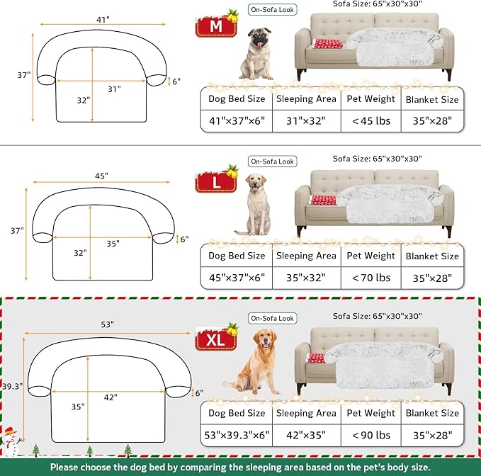 GGIB Calming Dog Bed Christmas Throw Blanket Fluffy Plush Dog Mat Furniture Protector Decoration Holiday Throw Sofa Couch Cover Large Medium Small Dogs Cats (Extra Large, Light Grey)