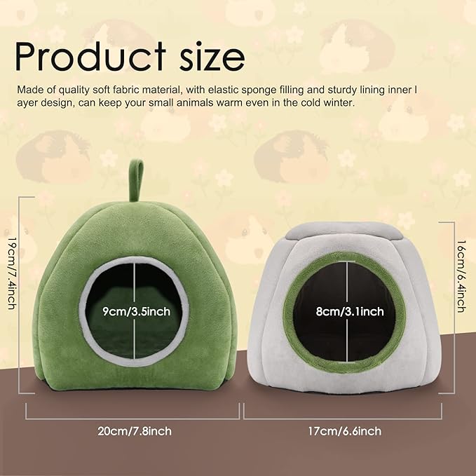 YUEPET Guinea Pig Bed 2 Pack - Washable Cage Accessories Small Animal Bed Hideout for Guinea Pig, Chinchilla, Hamsters, Hedgehog