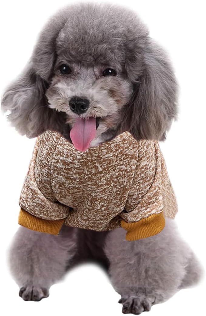 Jecikelon Dog Clothes Dogs Sweater Soft Puppies Clothing Winter Puppy Sweaters Warm Outfit for Dogs Small XXS XS Cat Apparel (Khaki, XS)