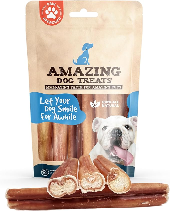 Amazing Dog Treats Bully Sticks 6 Inch [Extra Thick - 20 Pcs/Pck] -NO Hide Bones for Dogs - Safe Chews for Dogs - Long Lasting Bully Sticks