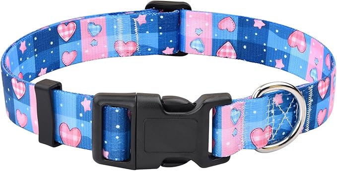 Floral Dog Collar, Adjustable Soft Nylon Pet Collar for Small Medium Large Dogs, Cute Flower Pattern Dog Collar for Girl Boy Dogs(Sweet Heart,M)