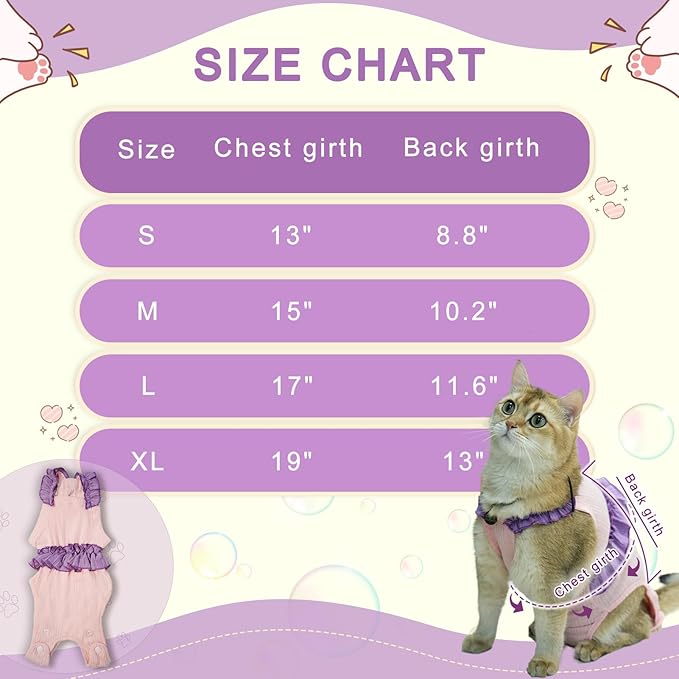 Cat Recovery Suit,Kitten Onesie After Surgery,E-Collar Alternative for Abdominal Wound and Skin Diseases,Soft Breathable Bodysuit After Spay（Pink-s）