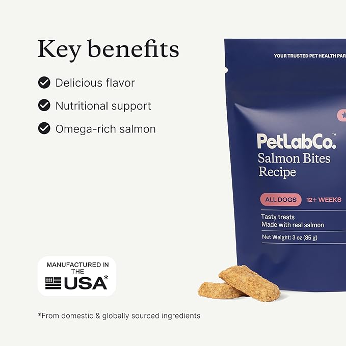PetLab Co. Salmon Bites for Dogs – Rich in Beneficial Fatty Acids, Vitamins & Minerals - Premium Salmon Dog Treats Your Pup Will Drool Over - Carefully Selected Ingredients – Delicious Reward