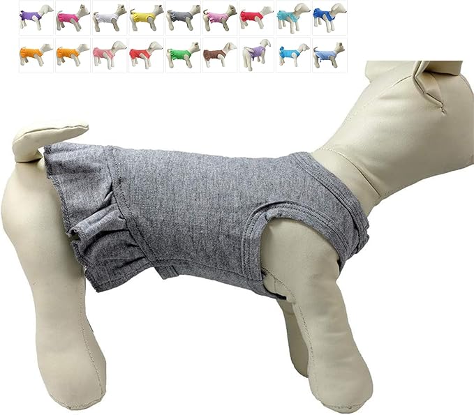 Pet Clothes Small Dog Clothing Blank Color Sport Dress T-Shirts Tee Dresses Tanks Top for Small Size Female Dogs Summer Spring Pet Costumes 100% Cotton (XL, Gray)