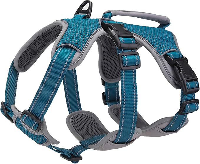 BELPRO Multi-Use Support Dog Harness, Escape Proof No Pull Reflective Adjustable Vest with Durable Handle, Dog Walking Harness for Big/Active Dogs (Blue, XL)