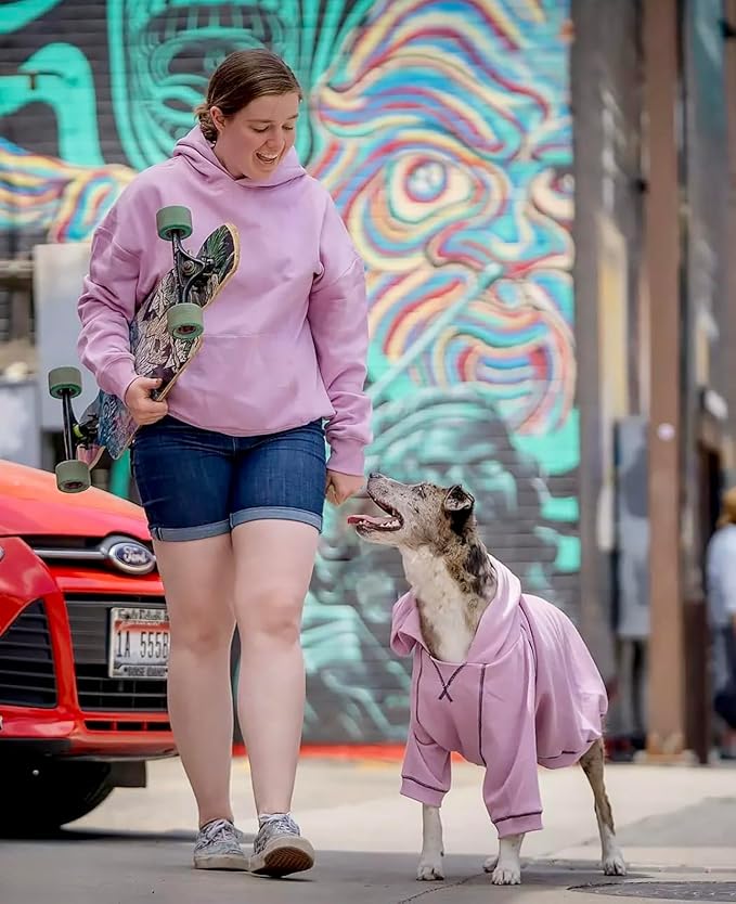Blueberry Pet Essentials Dog Hoodie – 26 inch, Cotton‑Blend Sweatshirt with Hood, Pink Lilac, Machine‑Washable Small‑Dog Jersey