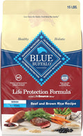 Blue Buffalo Life Protection Formula with LifeSource Bits, Senior 7+ Dry Dog Food, Beef and Brown Rice Recipe, Natural Food for Dogs, 15 lb. Bag