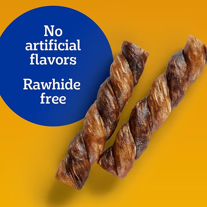 Pedigree Twisty Chews Medium/Large Long-Lasting Dog Treats Chicken & Beef Flavor, 9.17 oz. Pouch, Pack of 4 (16 Count)