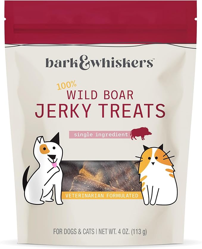 Dr. Mercola Wild Boar Jerky for Dogs and Cats, 4 oz. (113g), Made with Wild Boar, Non GMO, Gluten Free, Soy Free