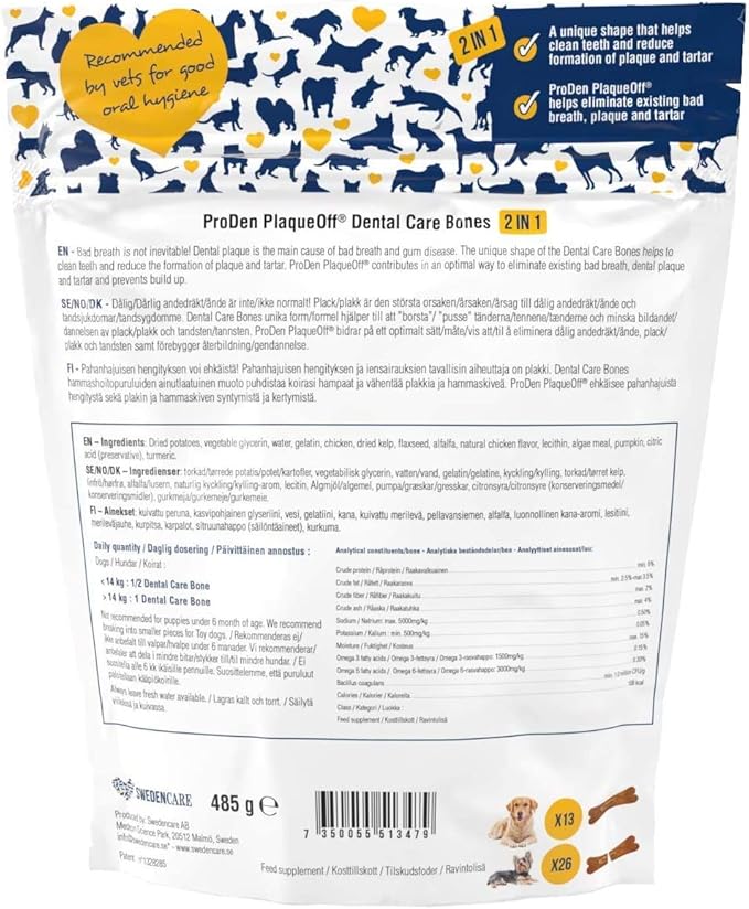 ProDen PlaqueOff 3 Flavor Dental Bone Dog Treat Bundle: Chicken & Pumpkin, Turkey & Cranberry, and Bacon, 17 Ounces Each
