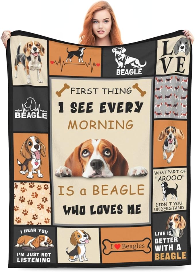 Beagle Gifts, Beagles Throw Blanket, Beagle Stuff for Women Girls Boys Lover Adult Cozy Fleece Flannel Bedding Stuff Plush for Couch Sofa Bed Decor 80"X60"
