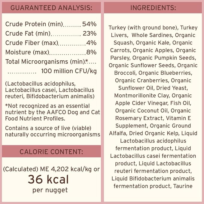 Primal Freeze Dried Raw Dog Food Nuggets, Turkey & Sardine Complete & Balanced Meal, Also Use as Topper or Treat, Premium, Healthy, Grain Free, High Protein Raw Dog Food, 30 oz
