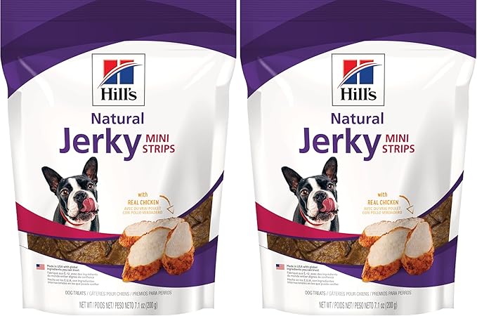 Hill's Natural Jerky Strips, All Life Stages, Great Taste, Dog Treats, Chicken (Small & mini Breeds), 7.1 oz Bag (Pack of 2)