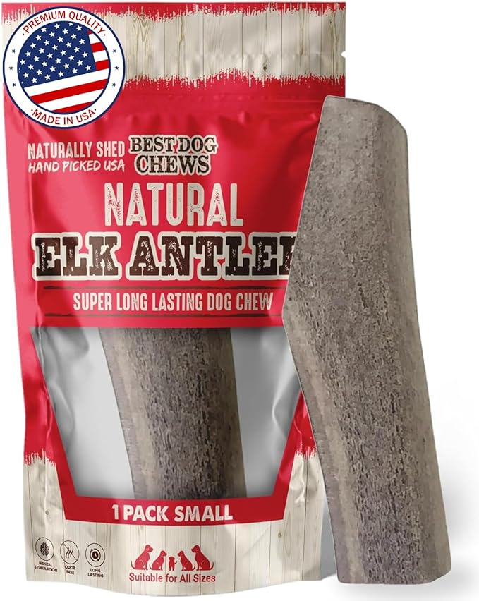 Elk Antlers for Dogs Large - Premium Natural Antler Dog Chew for Aggressive Chewers - Long-Lasting Deer Antler Chews - Ideal for Medium to Big Breed Dogs - Elk Bones and Antlers Durable