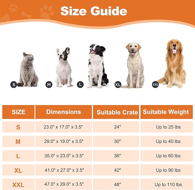 POCBLUE Deluxe Washable XL Dog Bed Dog Crate Mat 41 inch Comfy Fluffy Kennel Pad Anti-Slip for Dogs Up to 90 lbs, 41" x 27", Grey