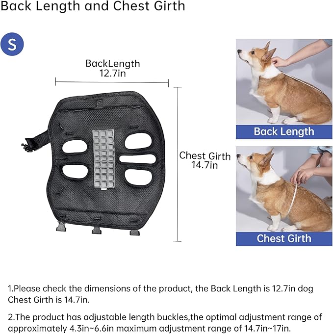 Wakytu Dog Lift Harness for Small Dogs,Dog Backpack Carrier,Adjustable Padded Breathable Straps for Dogs, Disabled, Joint Injuries, Arthritis,S(4.5-7.5LBS)