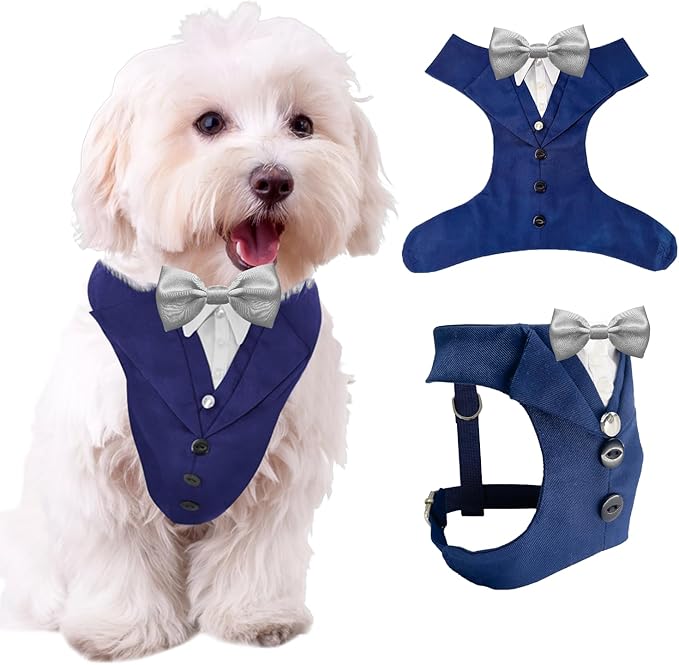AVERYDAY Dog Tuxedo for Wedding Outfit, Dog Suit and Tie Costumes for Birthday, Halloween, Cosplay, Christmas Party, Pet Formal Wear with Bowtie, Tux for Small Dogs, Chihuahua, Bichon, Maltese, Cats