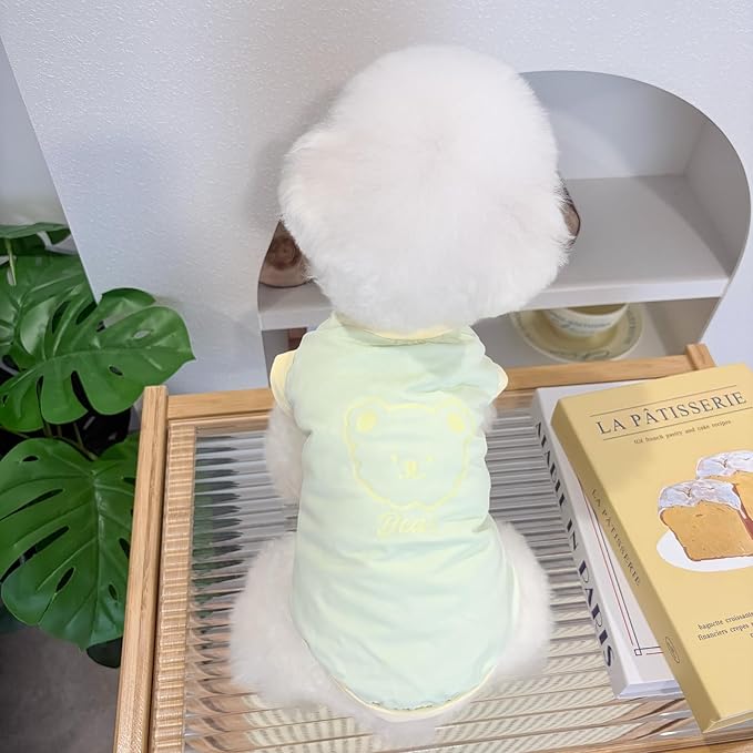 Dog Cat Summer Tank Top T-Shirt - Breathable Cool Ice Silk Sun Protection Pet Tank Top with Bear Print, Soft Stretch Puppy Clothes for Small and Medium Dogs and Cats