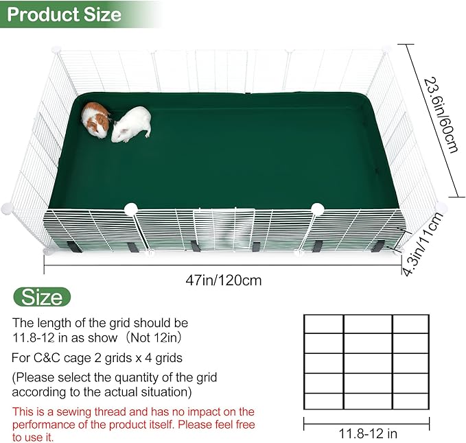 Glittme Guinea Pig Cage Liner, Waterproof Liner for Guinea Pigs, Guinea Pig Bedding with Tarp Bottom for Grid Cage, Cage Liners for Guinea Pig, Bunny, Hamster, Rabbit,Not Include Cage,47 * 24 inches