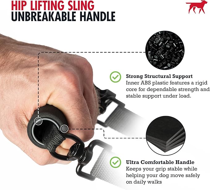 Tuff Pupper Dog Sling Hip Harness | Rear Lift Support for Senior & Injured Dogs | Adjustable Mobility Aid | Strong Padded Handle | Comfortable Design | Hip & Hind Leg Assistance (Medium/Large Unisex)