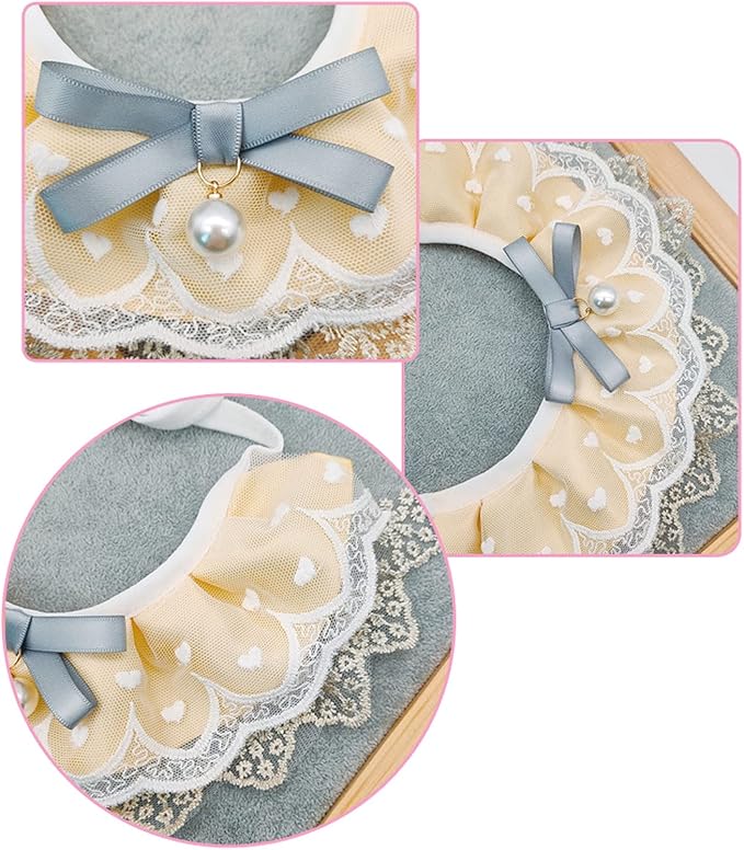 Pet Costume for Cat Dog Lace Princess Saliva Towel Bib Scarf Holiday Dress-Up Accessories for Cats Small Do