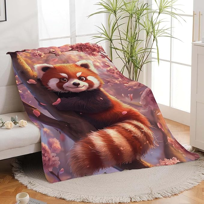 Red Panda Blanket Cute Red Panda Throw Blanket Gifts for Girls Boys Kids Women Men Adults Super Soft Cozy Plush Fluffy Fuzzy Fleece Blanket Home Decor 60''X80''