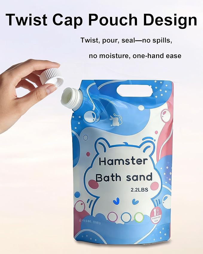 Meow&Woof Hamster Sand, 2.2lbs Chinchilla Dust Bath, 100% Natural Desert Sand for Hamster, Chinchilla, Gerbil, Syrian Mice, Small Animals Bath and Potty Litter, No Dust