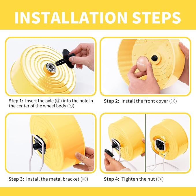 8.4" Silent Hamster Wheel, Non-Slip Track, Exercise, Release Stress, Relieve Anxiety, Adjustable Height Stand, for Syrian Dwarf Hamster, Gerbil, Mice, Other Small Medium Sized Pets, Yellow