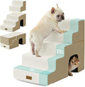 ZOMISIA Dog Steps for High Beds - 5 Step 24" H Pet Stairs with Tunnel 2 in 1 with Zippers Suitable for Small Dogs and Cats, Indoor Cat Ladders with Non-Slip Bottom, Beige