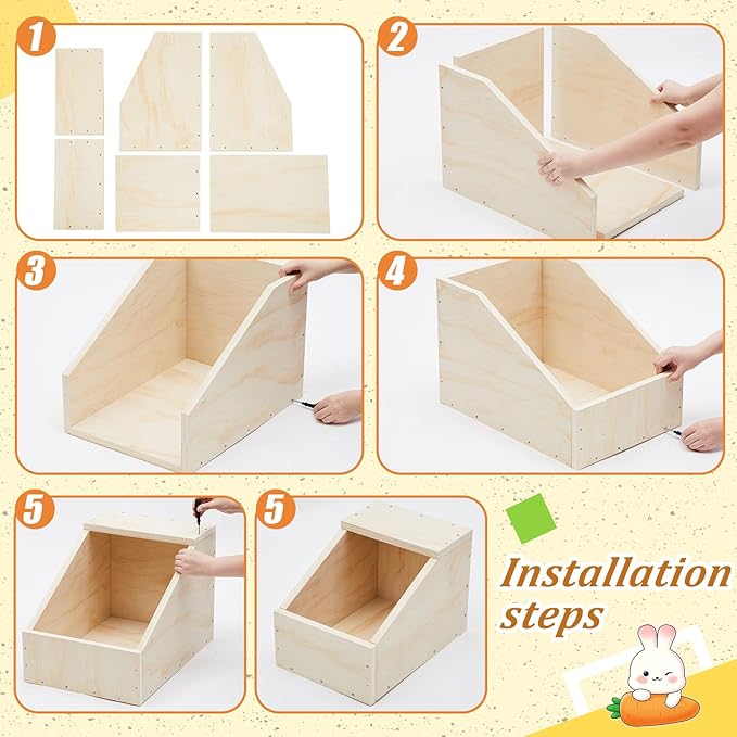 Maxcheck 2 Pack Wood Rabbit Nesting Box, 16x11x11 Inch Wooden Hutch Hideout for Breeding, Natural Burrow Den Alternative for Rabbits & Small Animals