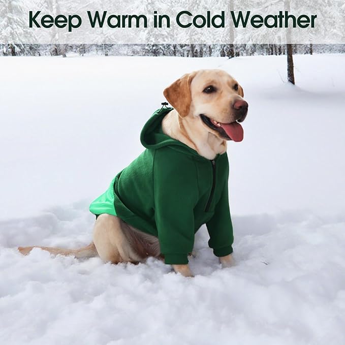 Nanaki Dog Hoodie for Small Dogs Male Female, Warm Sweatshirt Fleece Dog Sweater with Hood & Pocket- Long Sleeve,Adjustable Half-Zip, Fall Winter Spring, Puppy Chihuahua Pullover Coat Jacket Green,XS