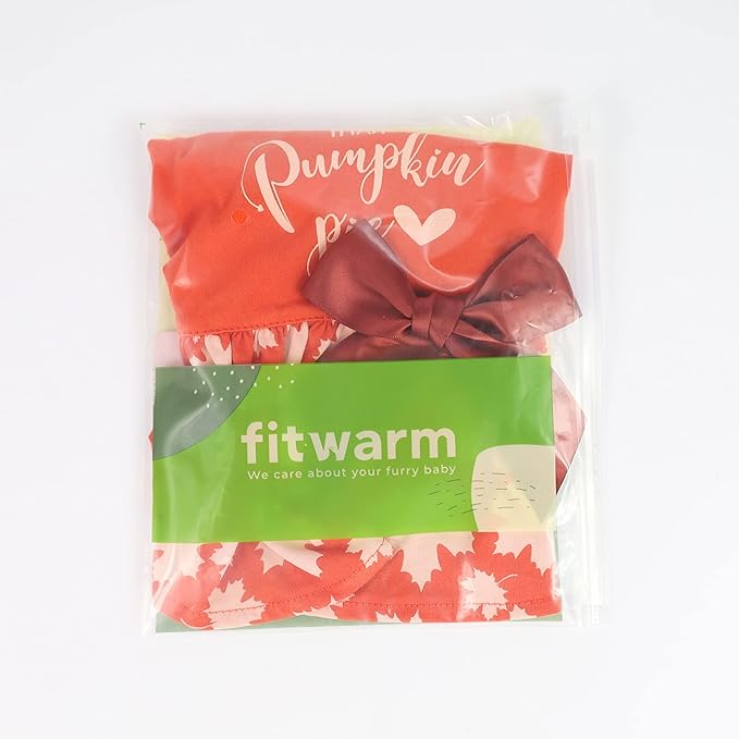 Fitwarm Thanksgiving Sweeter Than Pumpkin Pie Dog Dress 100% Cotton Puppy Costumes Pet Clothes Holiday Girl One-Piece Doggy Outfits Tank Top Vest Dresses Cat Apparel Orange Small