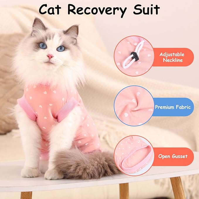 FEimaX Cat Surgery Recovery Suit Cat Onesie for Cats After Surgery Spay Surgical Cone of Shame Alternative Surgical Spay Suit for Female Cat, Post-Surgery or Skin Diseases Protection