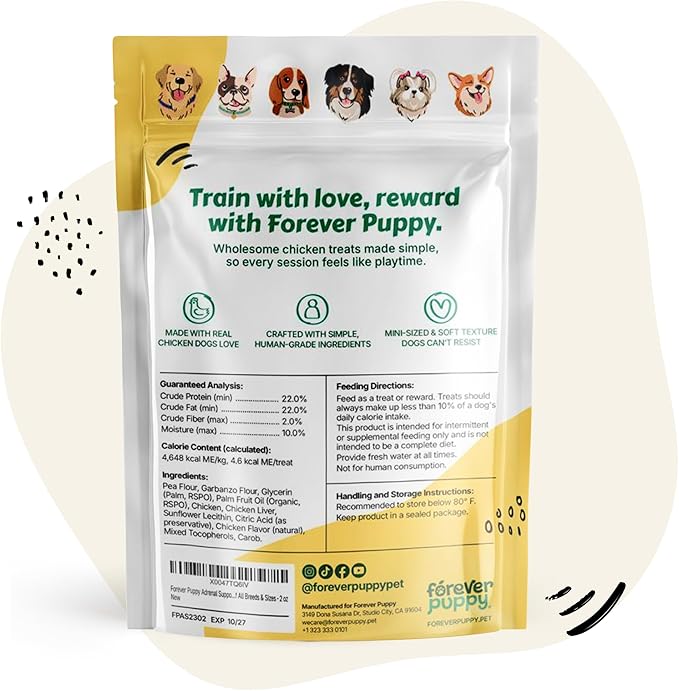 Forever Puppy Grain-Free Chicken & Liver Dog Treats for Puppies & Adults - Natural Training Rewards for All Breeds - Wholesome Bite-Sized Snacks in Resealable Pouch, No Added Sugar