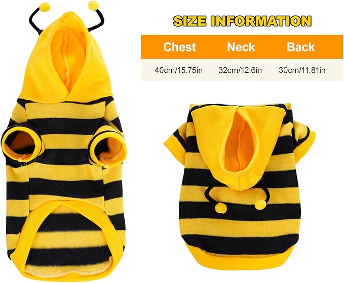 cnomg Bee Costume for Pets Dog Bee Halloween Clothes Hoodies Cat Clothes Puppy Pet Apparel