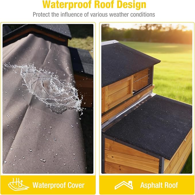 Large Chicken Coop for 6-8 Chickens, Mobile Chicken Tractor with Wheels and Sturdy Metal Frame, Nesting Box and Pull-Out Tray, Weatherproof Hen House for Backyard Farm Garden, Easy to Clean & Assemble