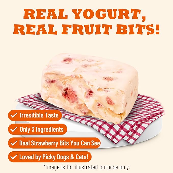 Freeze Dried Strawberry Yogurt Cat&Dog Treats - Healthy Dog Snacks with Probiotics for Digestive Health&Immune Boost - Crunchy High Protein Pet Training Treats or Food Toppers 2.82oz