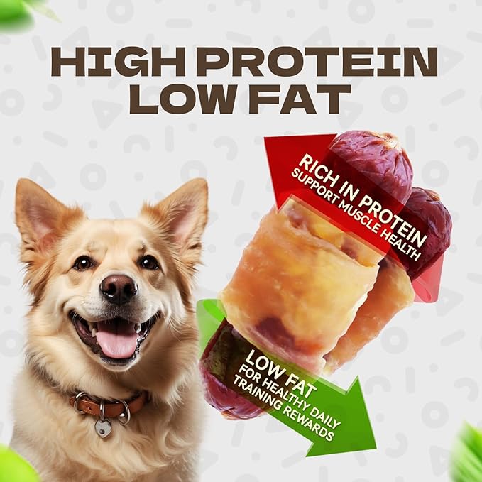 Chicken Jerky Wrapped Duck Sausage Dog Treats, Rawhide Free Soft Dog Chews High Protein Training Treats for Senior Small Medium Large Breed 8oz/226g