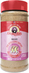 Charlee Bear Necessities Freeze Dried Dog Food Topper, Skin and Coat Support, Grain Free, High Protein, Limited Ingredient Meal Toppers for Dogs, Pork Recipe, 5 Ounce