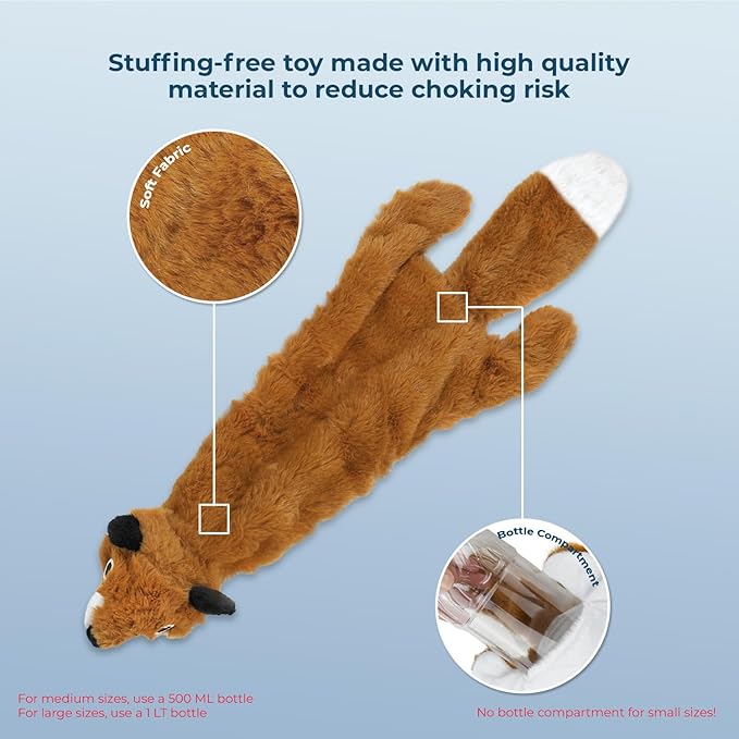 Best Pet Supplies Squeaky Dog Toys with Soft Durable Fabric for Small, Medium and Large Pets Interactive Toy for Indoor Play, Supports Active Biting and Play - Fox, Small