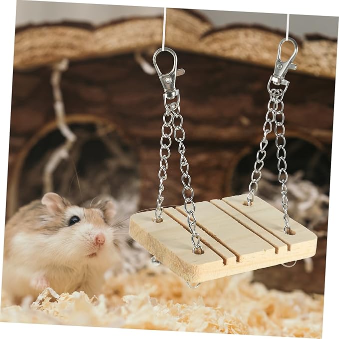 Totority Small Animal Chew Toy Set with Carrot Grass Balls and Bunny Swing Seesaw Durable Natural Teething Toys for Hamsters Guinea Pigs Rabbits and Small Pets